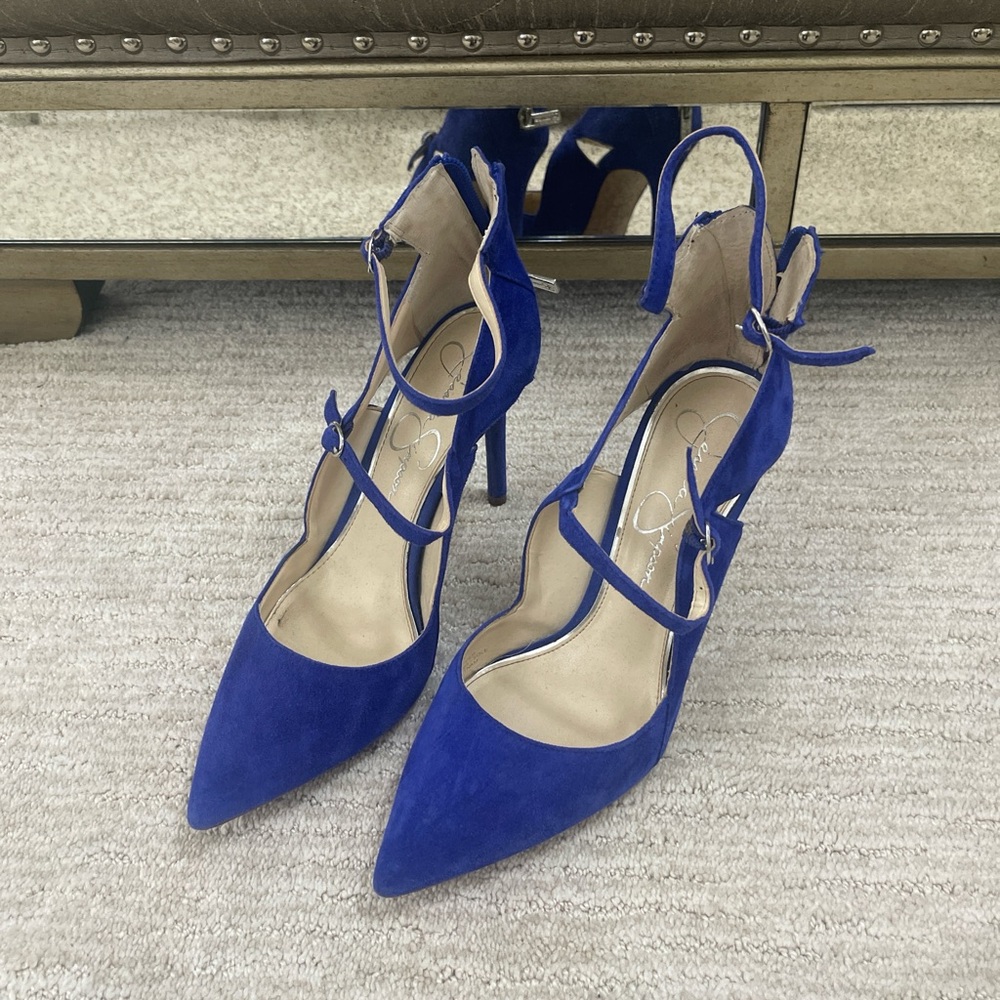 Jessica Simpson Liviana Blue Heels Size 8 Faux Suede Bridesmaid